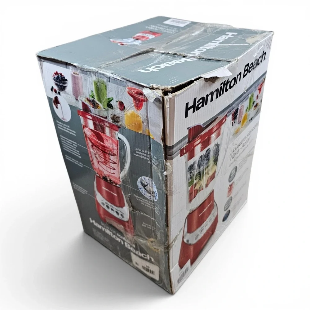 Hamilton Beach Wave-Action Quiet Blender 48oz Red New Open Box 800W Glass Jar
